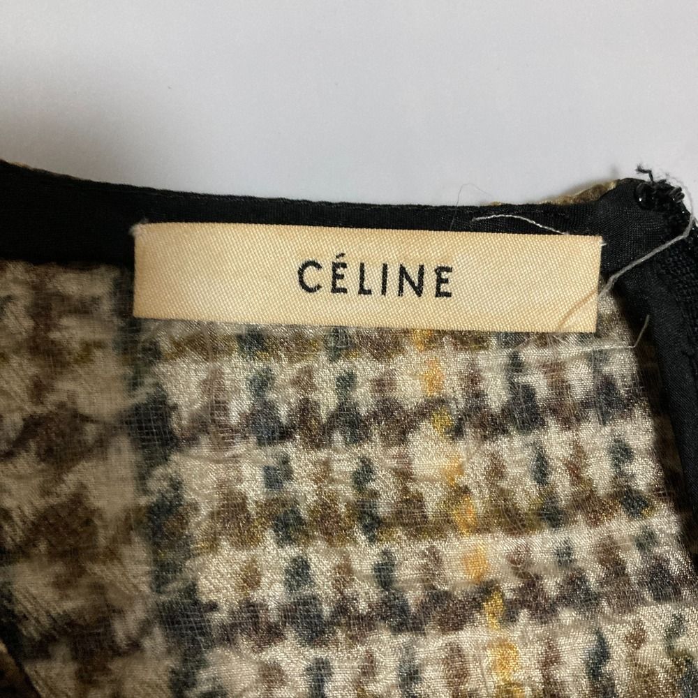 美品 CELINE セリーヌ フィービー期 チェック転写プリント シルクミニ  