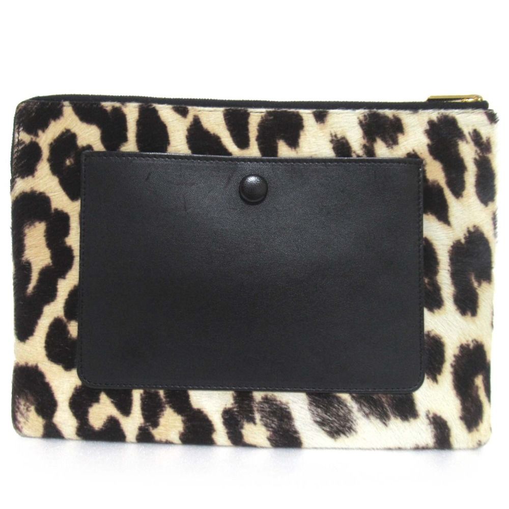 良品 CELINE セリーヌ レオパード柄 ハラコ クラッチバッグ ベージュ