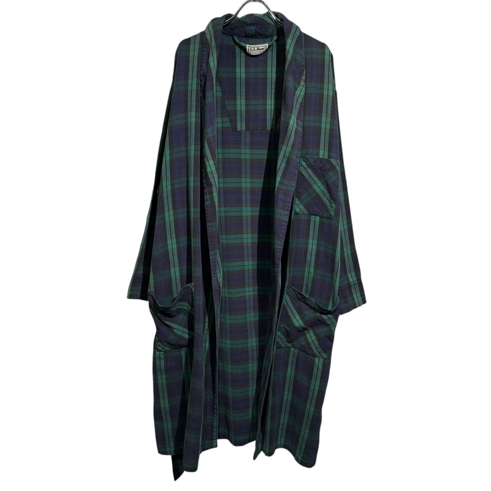 L.L.Bean エルエルビーン コットンチェックガウンコート ユニセックス ブラックウォッチ ネイビー×グリーン