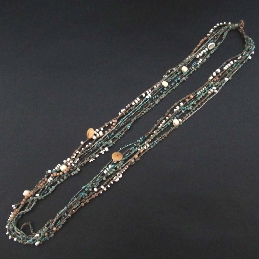 Jurgen Lehl ヨーガンレール 天然ビーズ8連 ネックレス ターコイズブルー レディース 古着