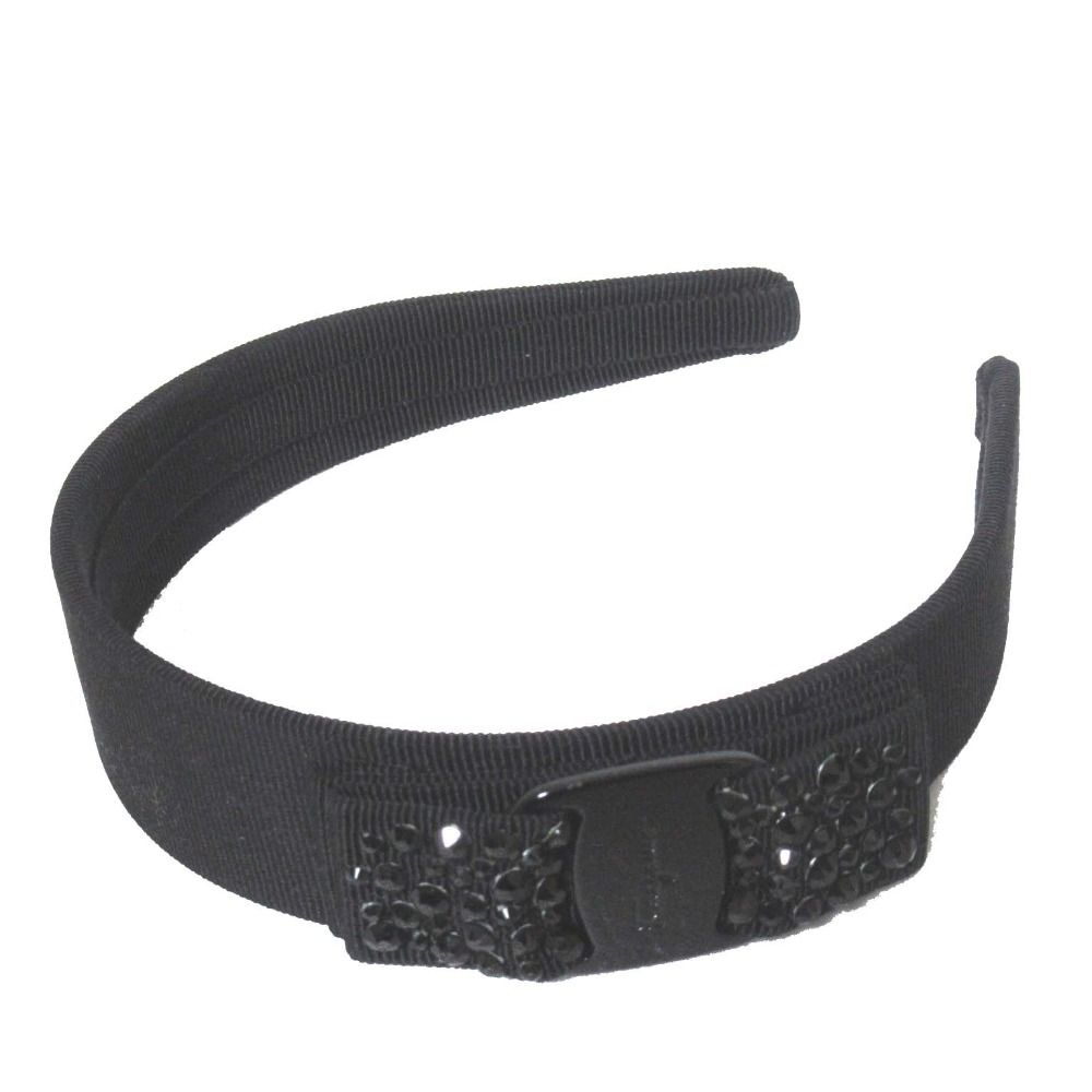 サルバトーレフェラガモ 美品 リボン ラインストーンカチューシャ　ブラック箱無し カチューシャ - ウィメンズ | Ferragamo