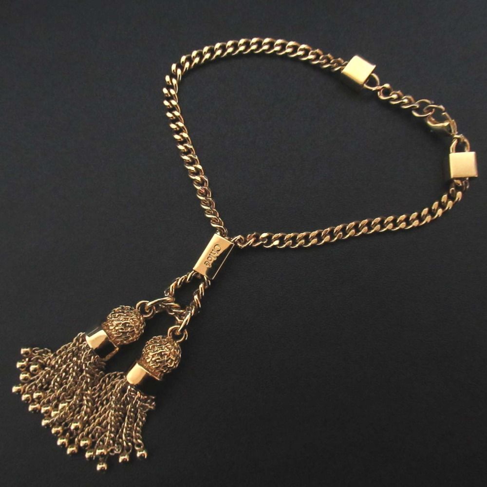 美品 Chloe クロエ タッセル チェーンブレスレット ゴールドカラー