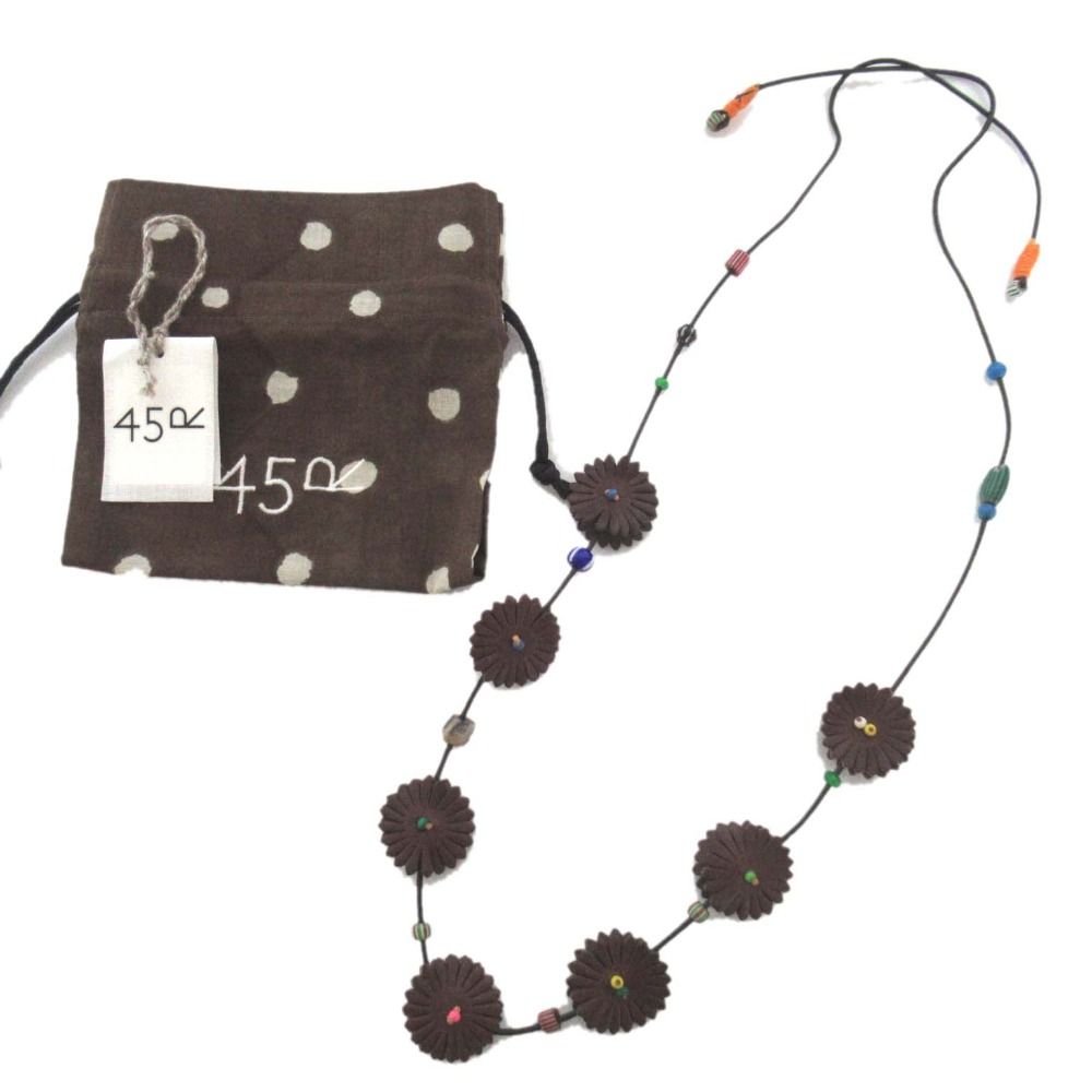 美品 45R フォーティファイブアール レザー×トンボ玉のフラワー