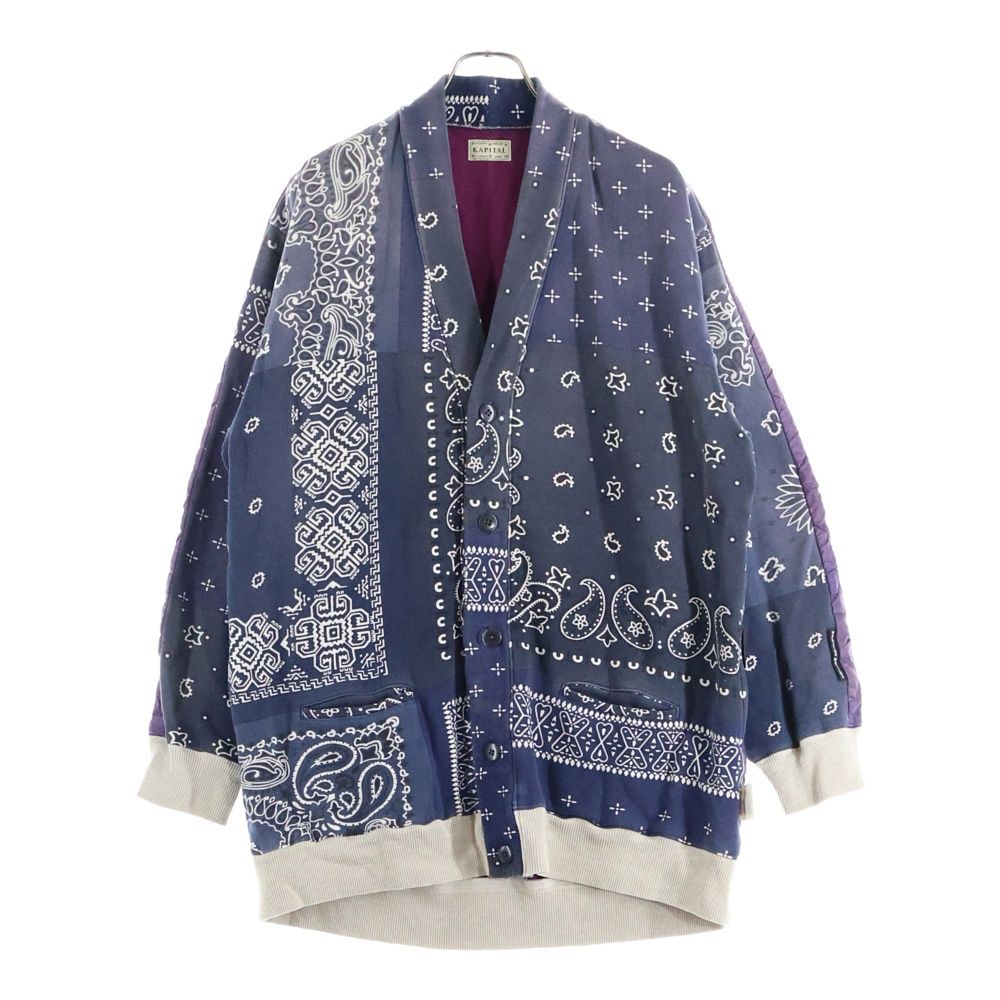 KAPITAL キャピタル Bandana Quilted Bivouac Cardigan バンダナ キルティング切替 カーディガン ネイビー