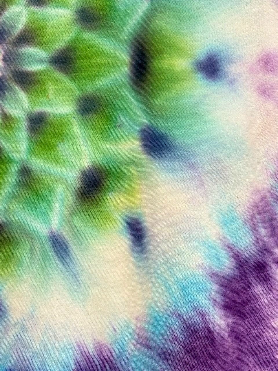  タイダイ 長袖 Tシャツ Lサイズ 曼荼羅模様 パープル×グリーン×ホワイト HD 25-32 Tシャツ トップス