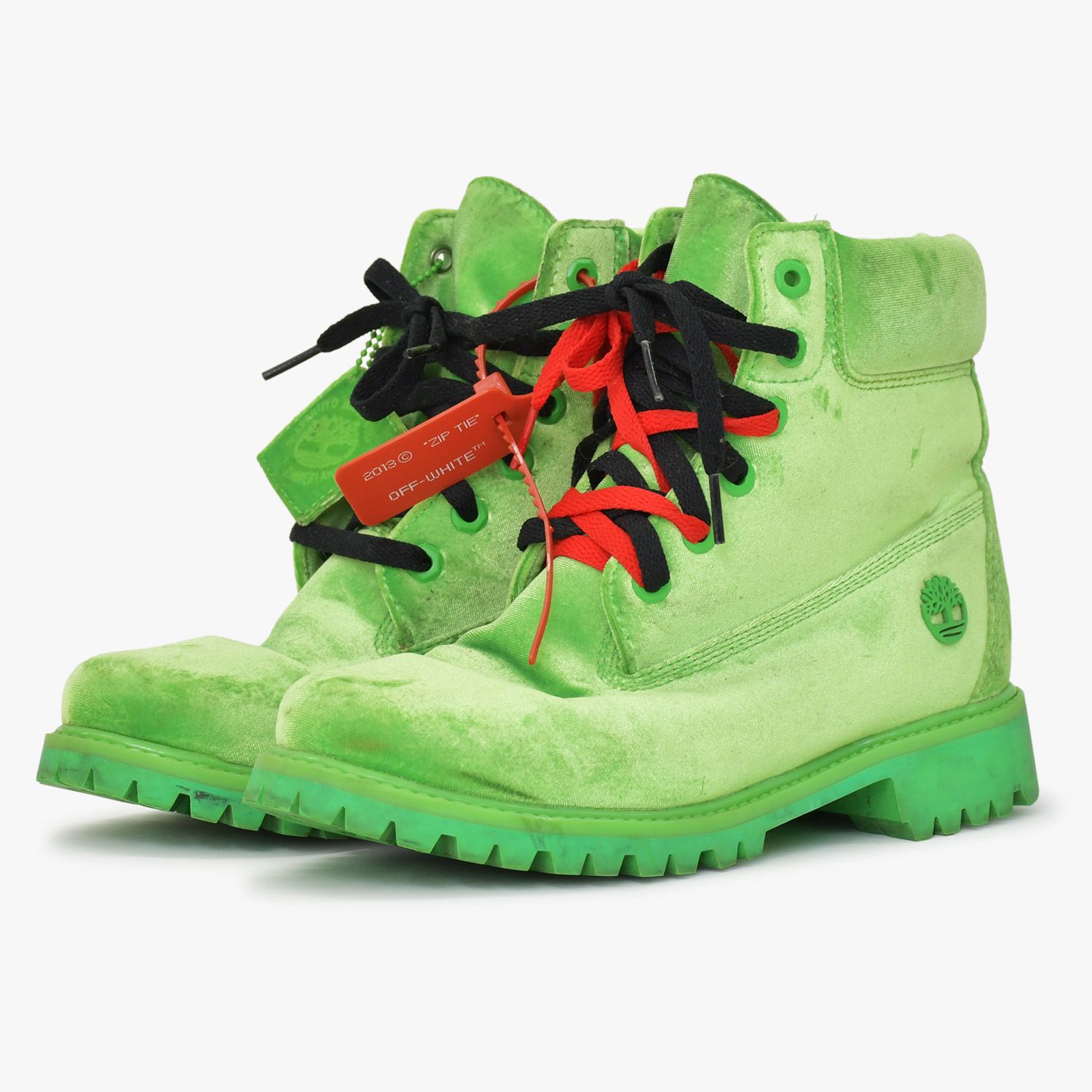 Timberland × Off-White 6インチ ブーツ A 1 Q 8 P ヴァージルアブロー グリーン ブラック レッド ベルベット サイズJP 26.0 |US 9 W 4 b 011061