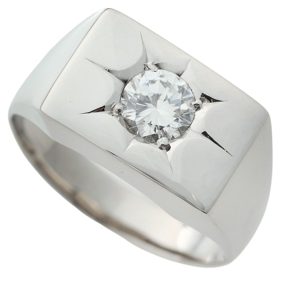 本物保証】 新品同様 1Pダイヤモンド 印台 リング 指輪 約17.9g