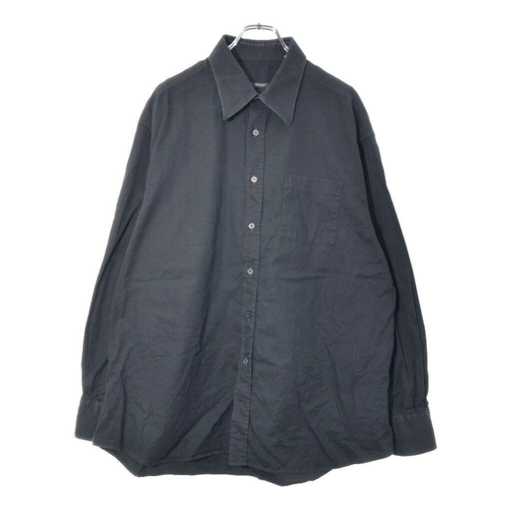 イタリア製 GUCCI グッチ 長袖シャツ 無地 ブラック(メンズ 46)中古