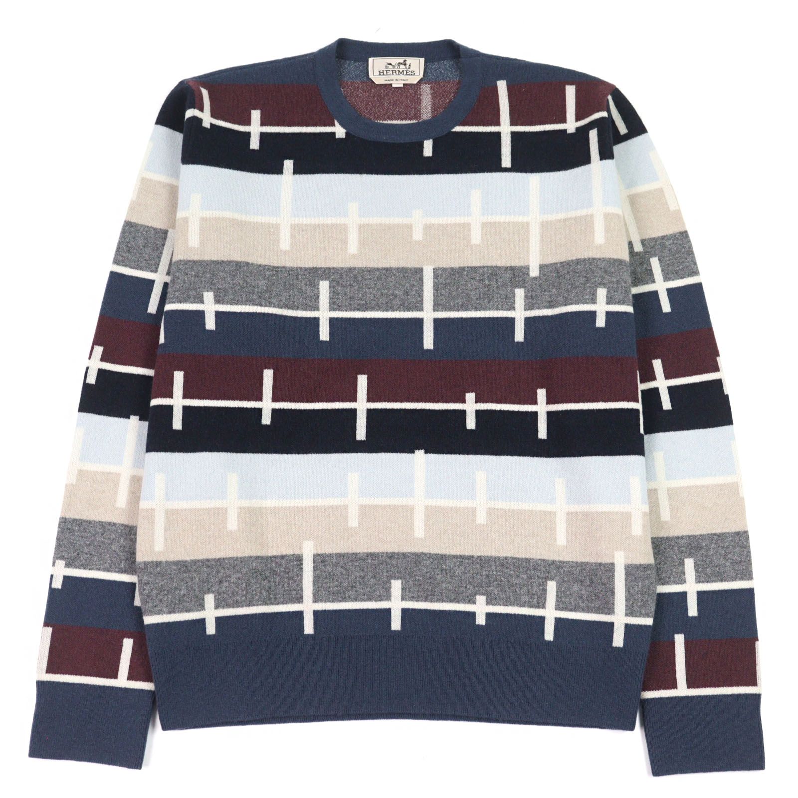 極美品○HERMES エルメス カシミヤ100% クルーネック セーター ニット 