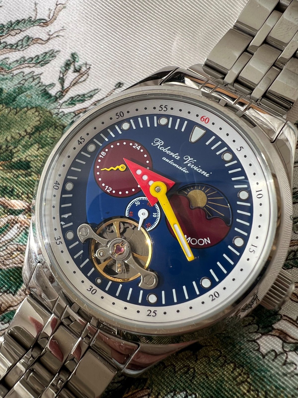 ロベルタ ヴィヴィアーニ 自動巻き時計 サン ムーン スケルトン 稼働品