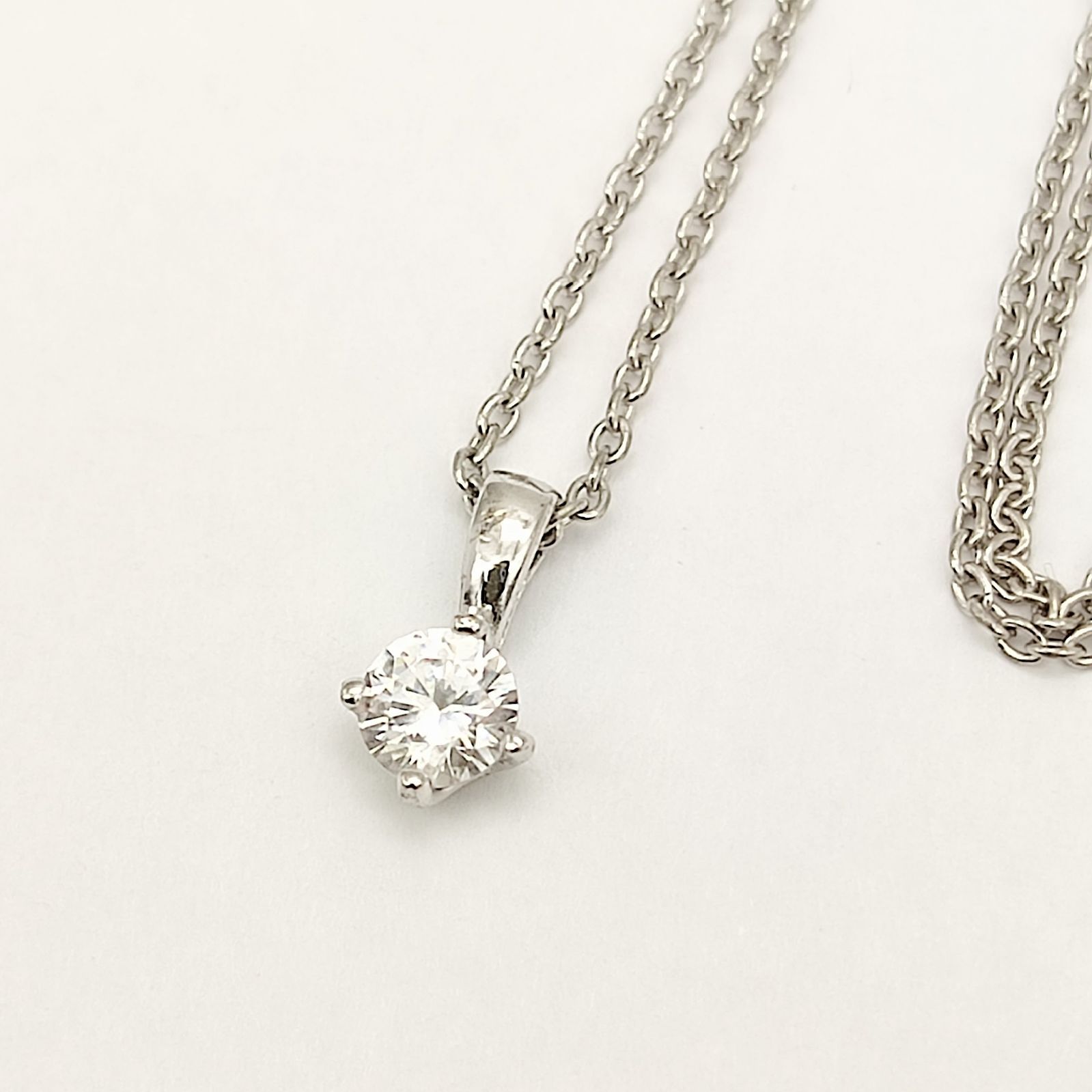 美品】1粒ストーンネックレス キュービックジルコニア SILVER ITALY 