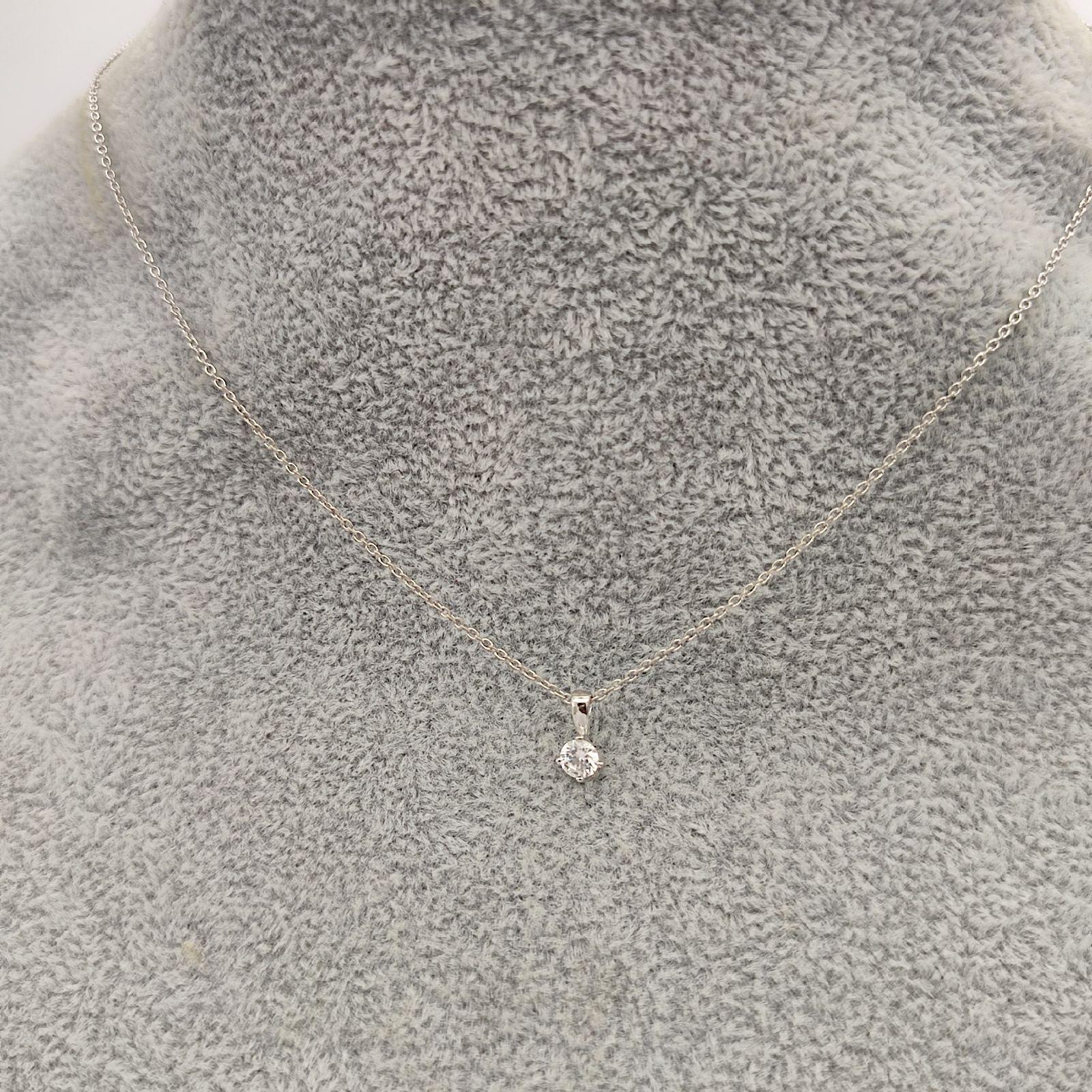 美品】1粒ストーンネックレス キュービックジルコニア SILVER ITALY 