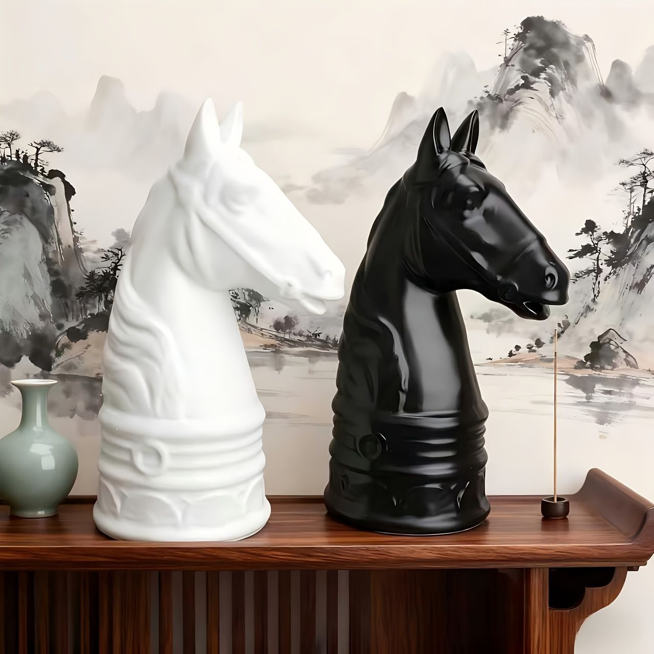 オブジェ 置物 馬 うま ウマ 干支 チェスの駒型 ホワイト ブラック 2種類 インテリア リビング ダイニング 玄関 寝室 装飾 オーナメント 樹脂 プレゼント ギフト オシャレ 可愛い 癒しグッズ ユニークデザイン 棚装飾