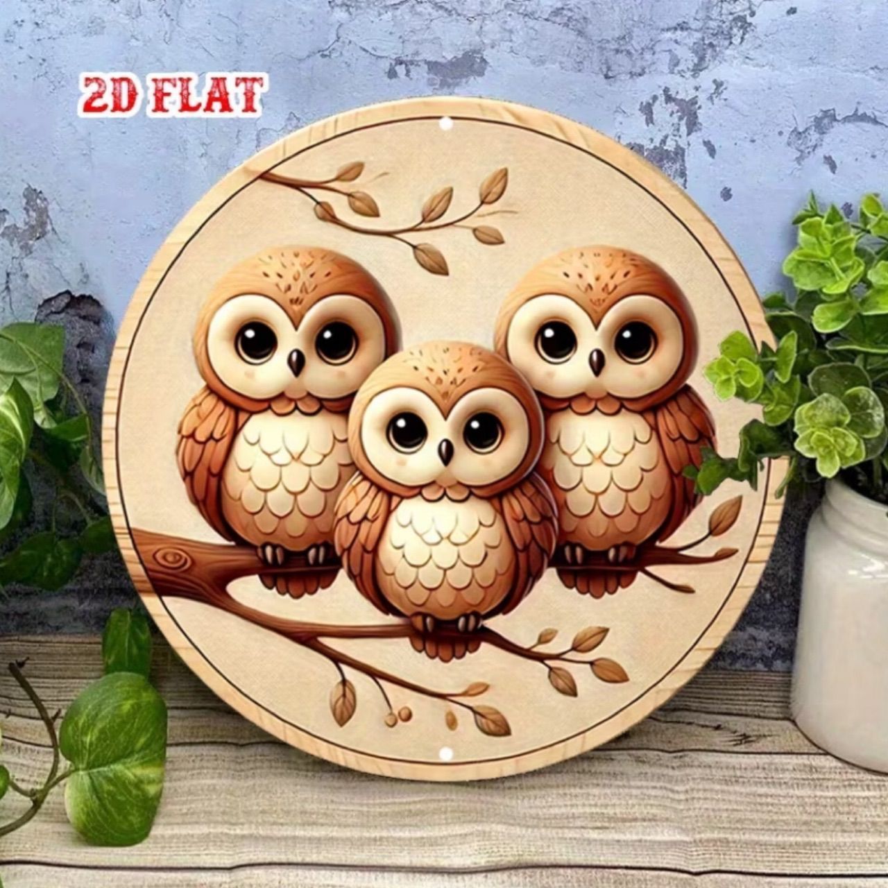 ラスト1点 ウェルカムボード フクロウ親子 ガーデンオーナメント 20cm