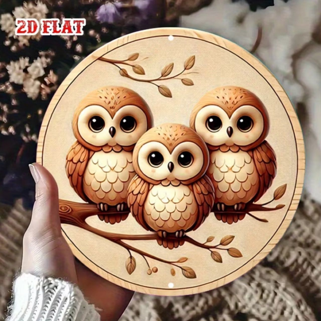 ラスト1点 ウェルカムボード フクロウ親子 ガーデンオーナメント 20cm