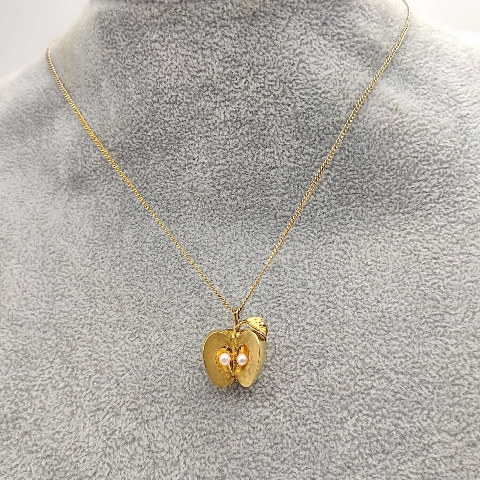 美品】IEI アップルデザインネックレス ダイヤ パール リンゴ ゴールド 