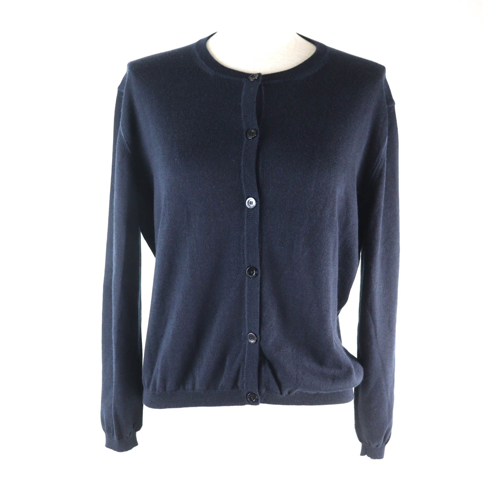 美品★VALENTINO ヴァレンティノ カシミヤ シルク混 ロゴボタン付 クルーネック 長袖 ニット カーディガン ネイビー XL 伊製 正規品 美品☆VALENTINO ヴァレンティノ カシミヤ シルク混 ロゴボタン付