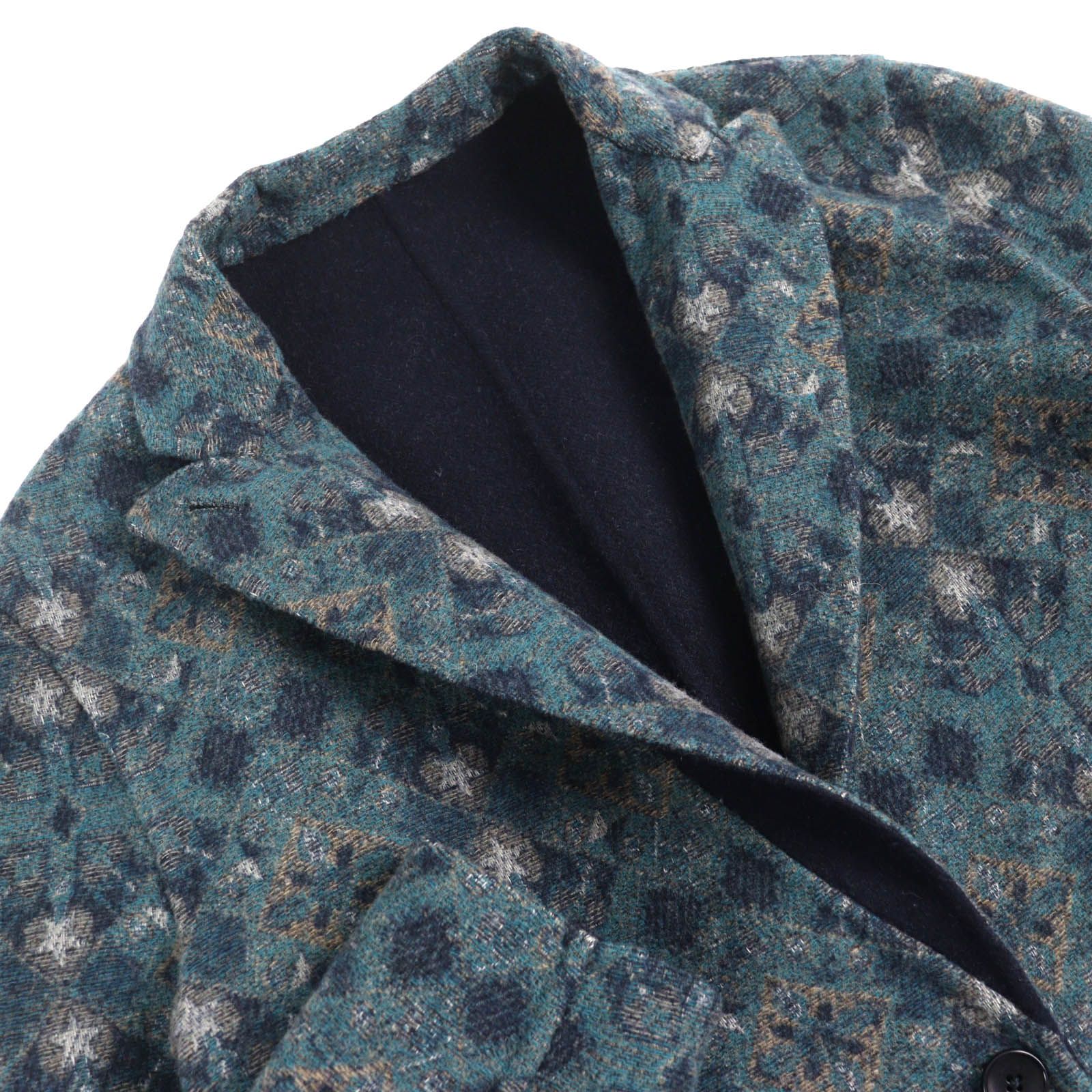 美品△ETRO エトロ 22AW ウール100％ ロゴボタン 無地 総柄デザイン