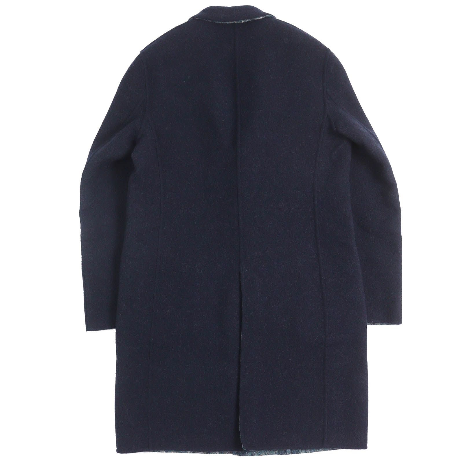 美品△ETRO エトロ 22AW ウール100％ ロゴボタン 無地 総柄デザイン