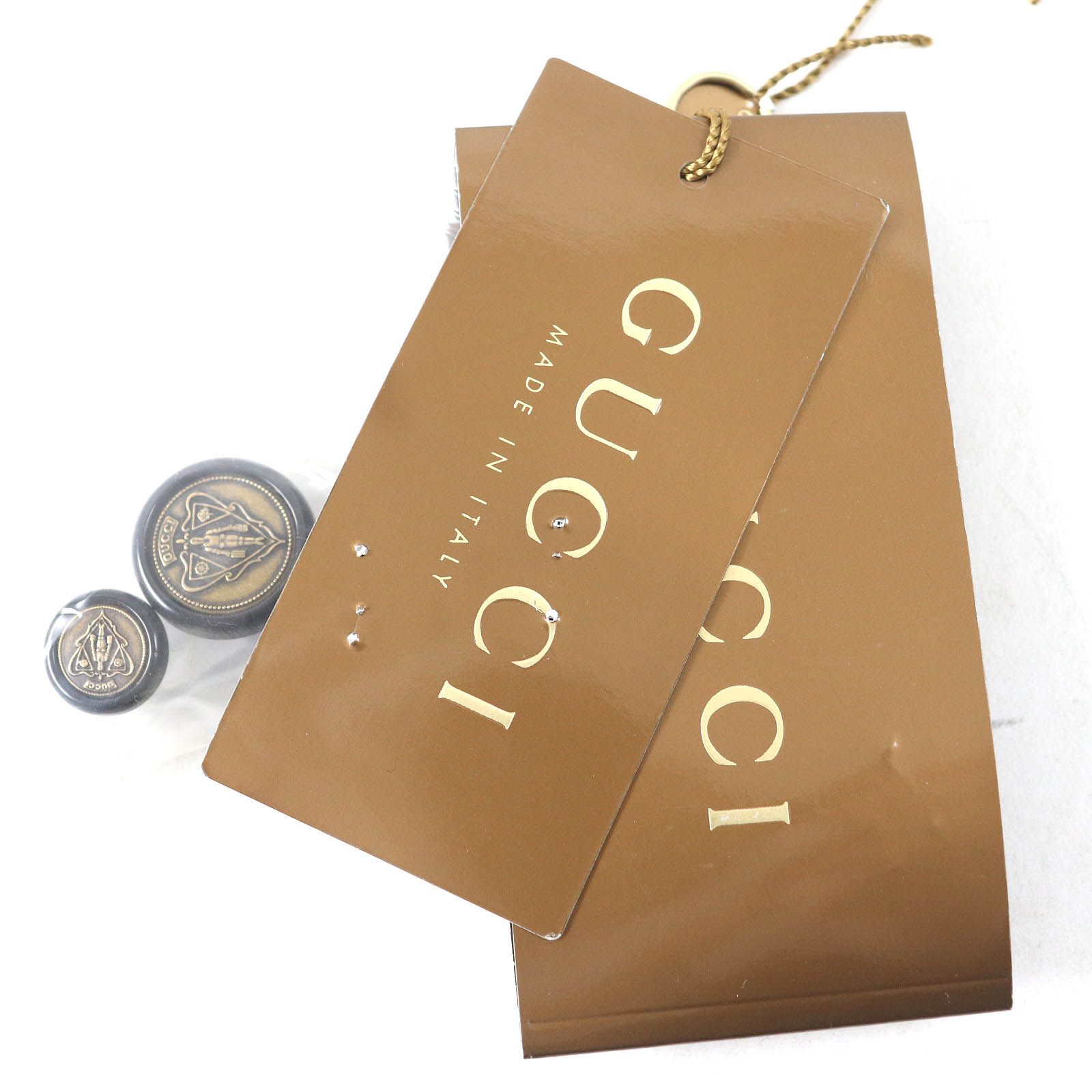 極美品△GUCCI グッチ ウール 裏地ロゴ総柄 クレストボタン シングル