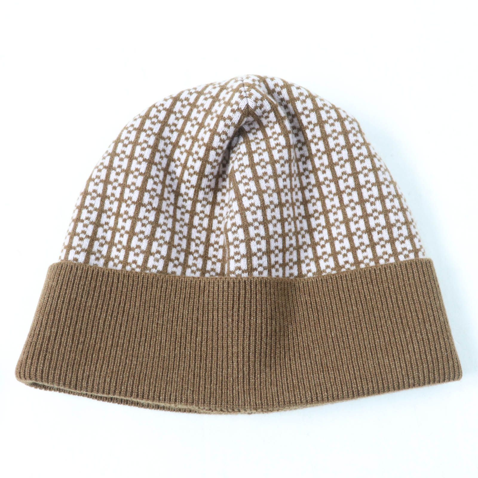 極美品☆HERMES エルメス カシミヤ100％ Hロゴ ニットキャップ ニット
