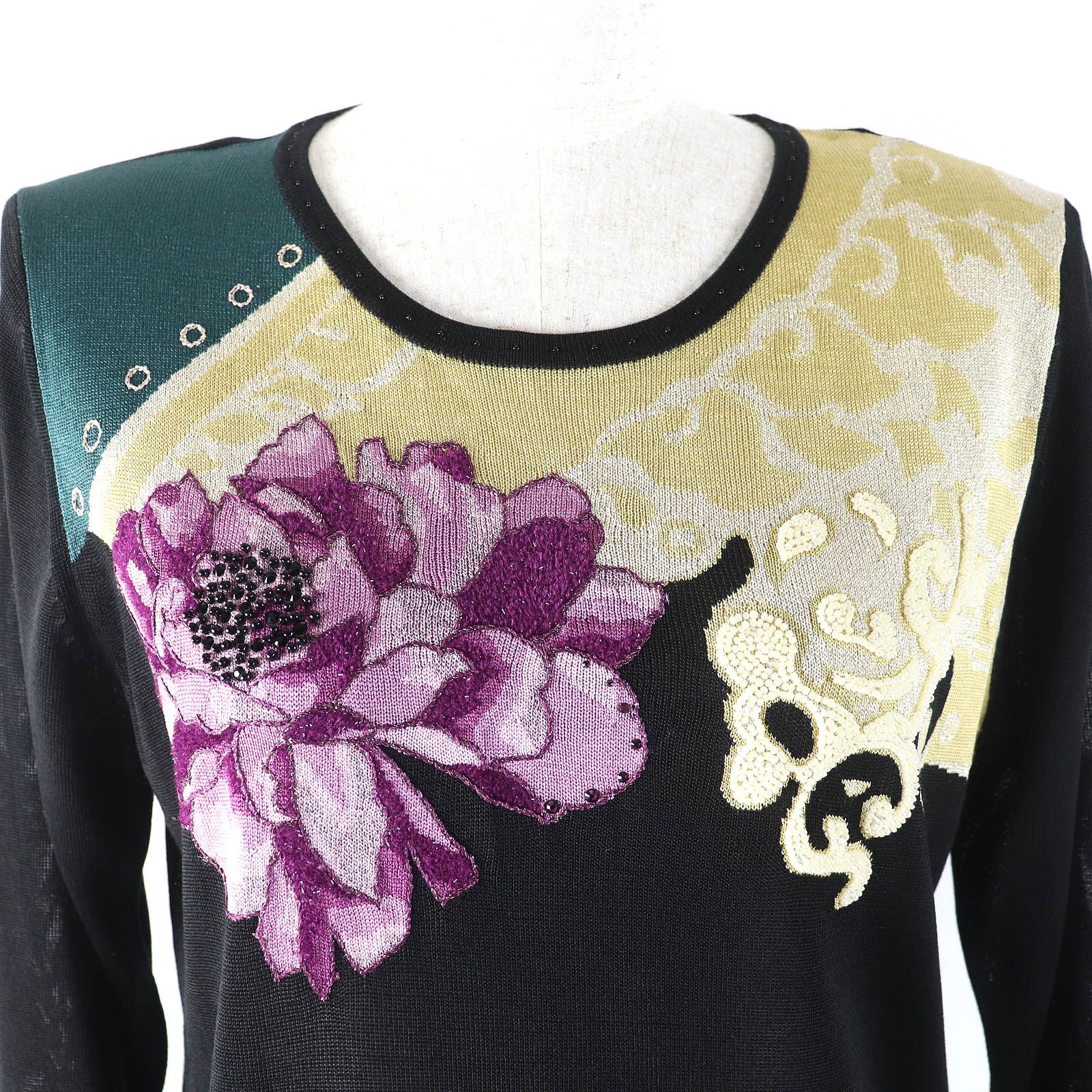 極美品△LEONARD FASHION レオナール ファッション シルク混 ライン