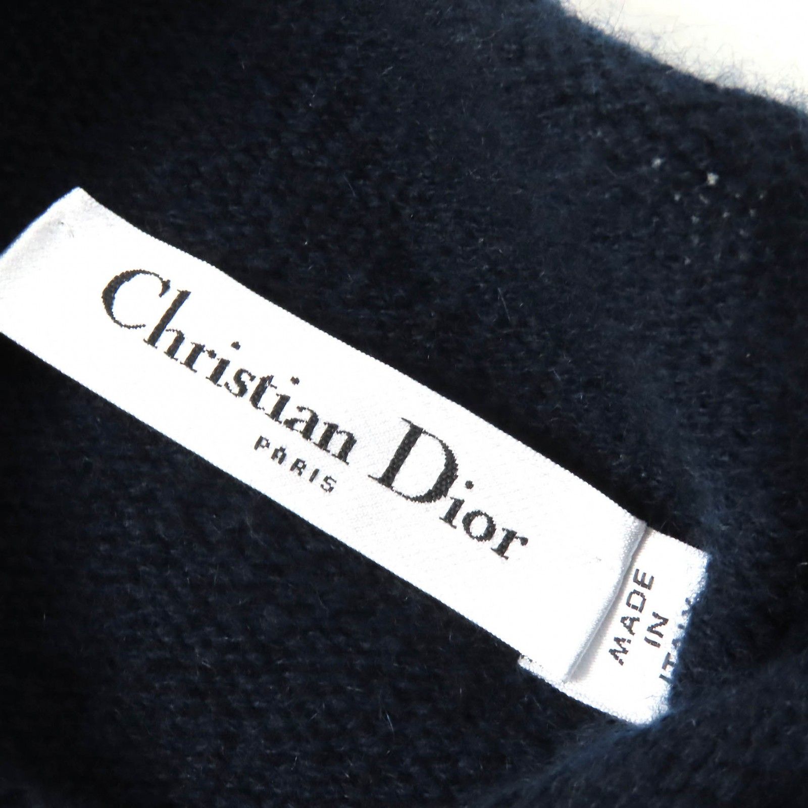美品△Christian Dior クリスチャンディオール 354S74AM082 カシミヤ100％ CDロゴ フェイクパール 長袖 ニット ネイビー 38 伊製 正規品 美品△Christian Dior クリスチャンディオール 354S74AM082 カシミヤ
