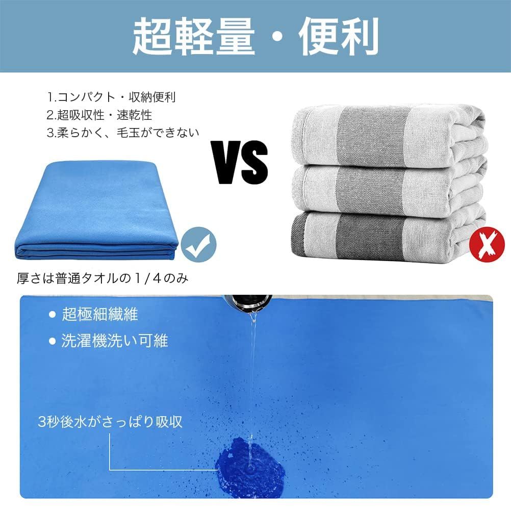 特価商品】キャンプ フィットネス 水泳 登山 お風呂に最適 旅行 超吸水 防臭 収納袋付き YUYI22 コンパクト ビーチタオル フェイスタオル バス タオル (ネイビー セームタオル ジムタオル マイクロファイバー スポーツタオル L(120×60cm)) - メルカリ
