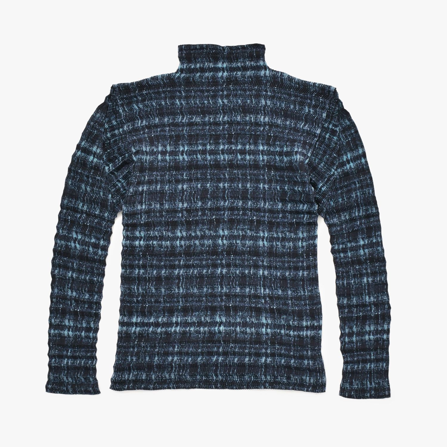 ISSEY MIYAKE イッセイミヤケ プリーツプリーズ 長袖Tシャツ IM 92-FJ 606 ポリエステル ブルー ネイビー サイズL 4 b 010940