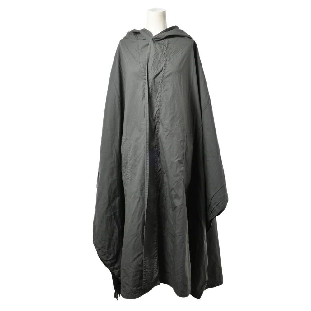 Y s コットン ブロード リンクル ガーメントダイ ポンチョ コート