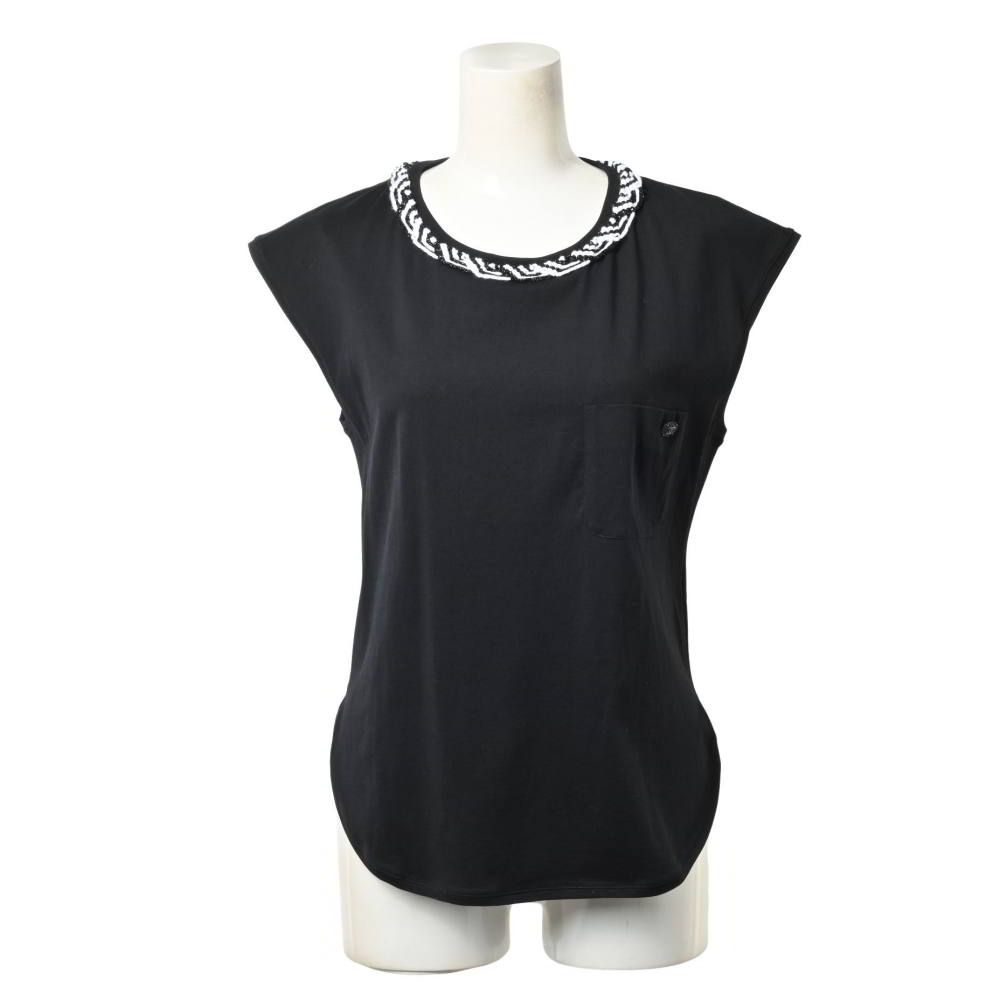 CHANEL フレンチスリーブ ツイードトリム Tシャツ カットソー