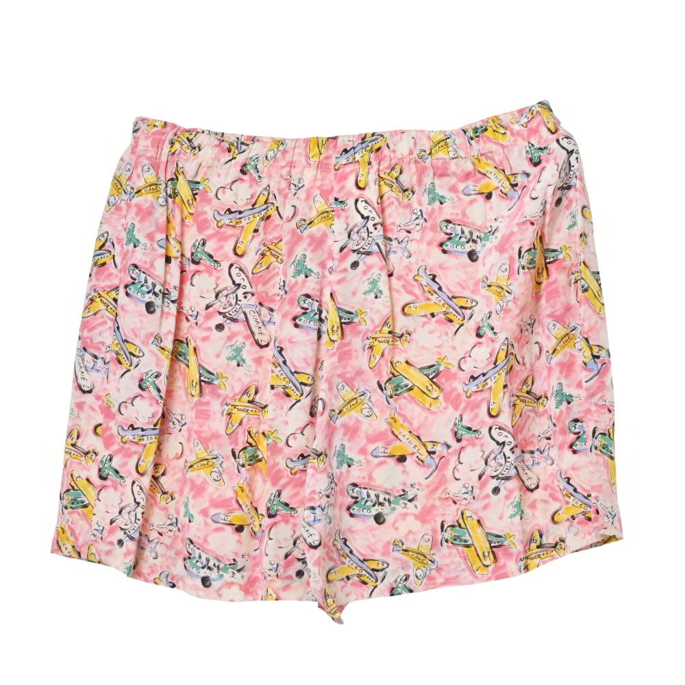 CHANEL 飛行機柄 シルク セットアップ シャツ ショート パンツ ココ