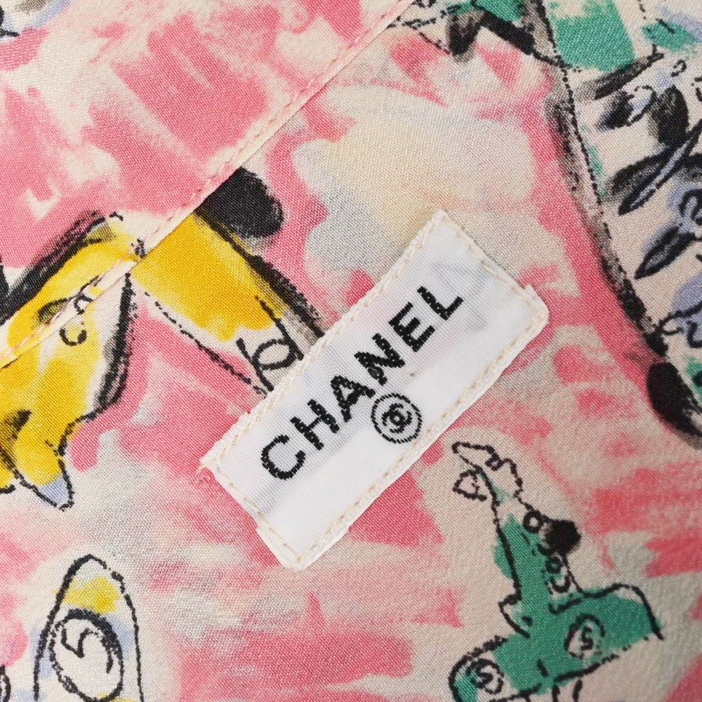 CHANEL 飛行機柄 シルク セットアップ シャツ ショート パンツ ココ