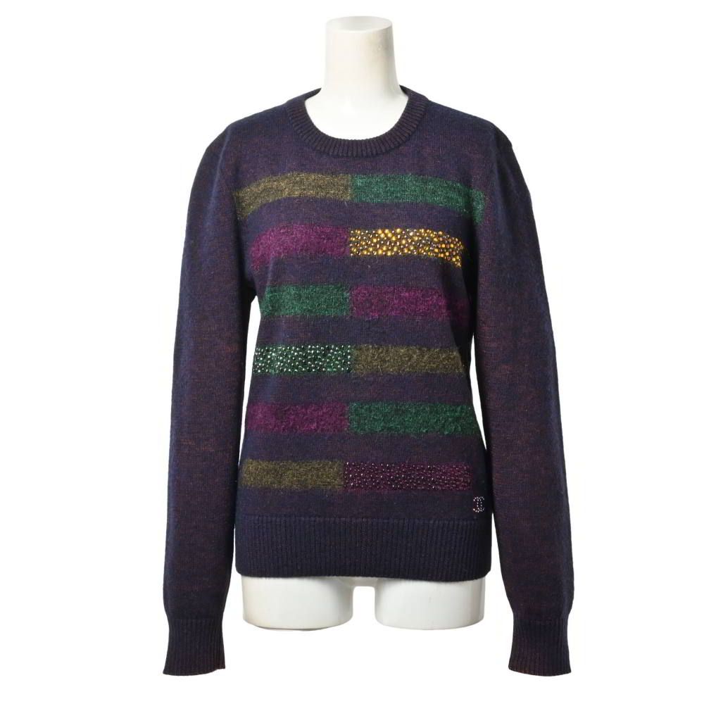 CHANEL モヘア混 ビジュー装飾 ニット