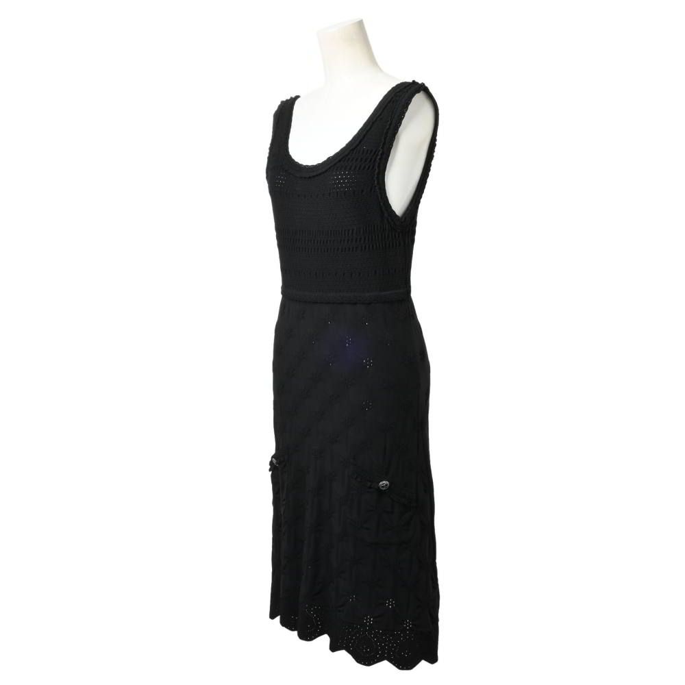 CHANEL P40326K02942 ココマークボタン付き キャミ ニット ワンピース  