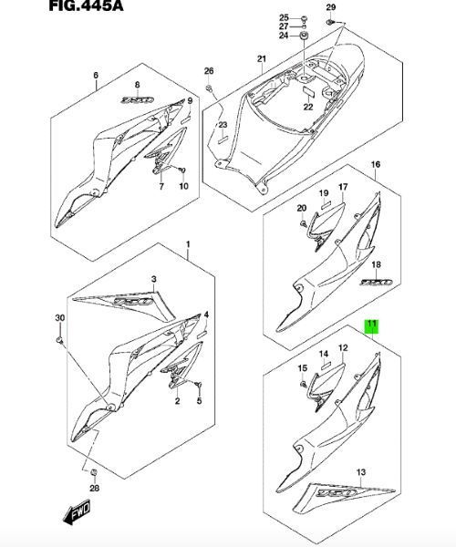 スズキ GSX-R 750 カバーアッシ フレーム レフト Cover frame l 47200-15 J 20-YSF SUZUKI ♥ JDM メーカー