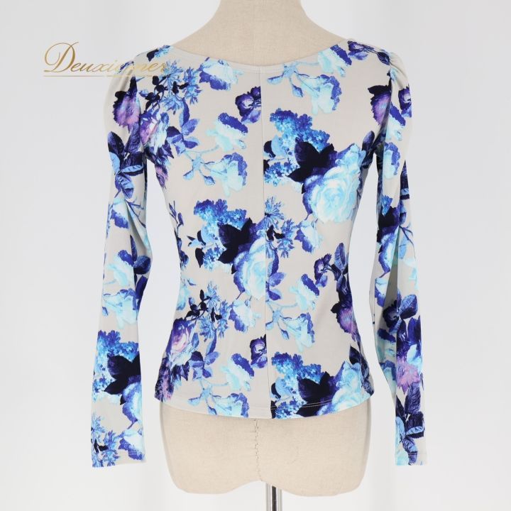 チャコット 花柄長袖ダンス衣装 社交ダンス 衣装 トップス ブラウス ピンク系 チャコットロイヤル