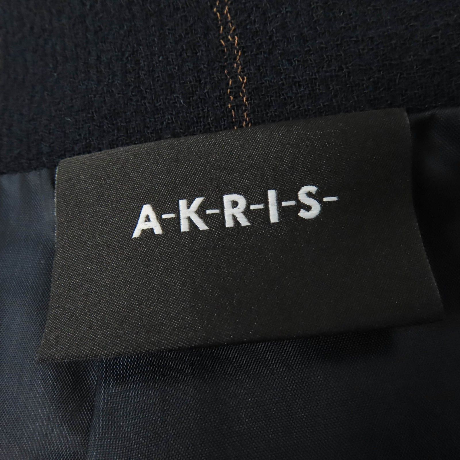 未使用品☆AKRIS アクリス ウール レザートリミング チェック柄 タイト