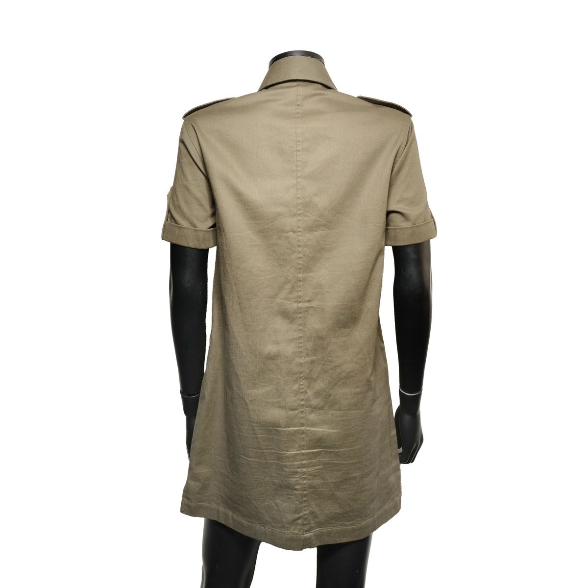 CELINE セリーヌ ワンピース 34 コットン カーキ トリオンフ ボタン