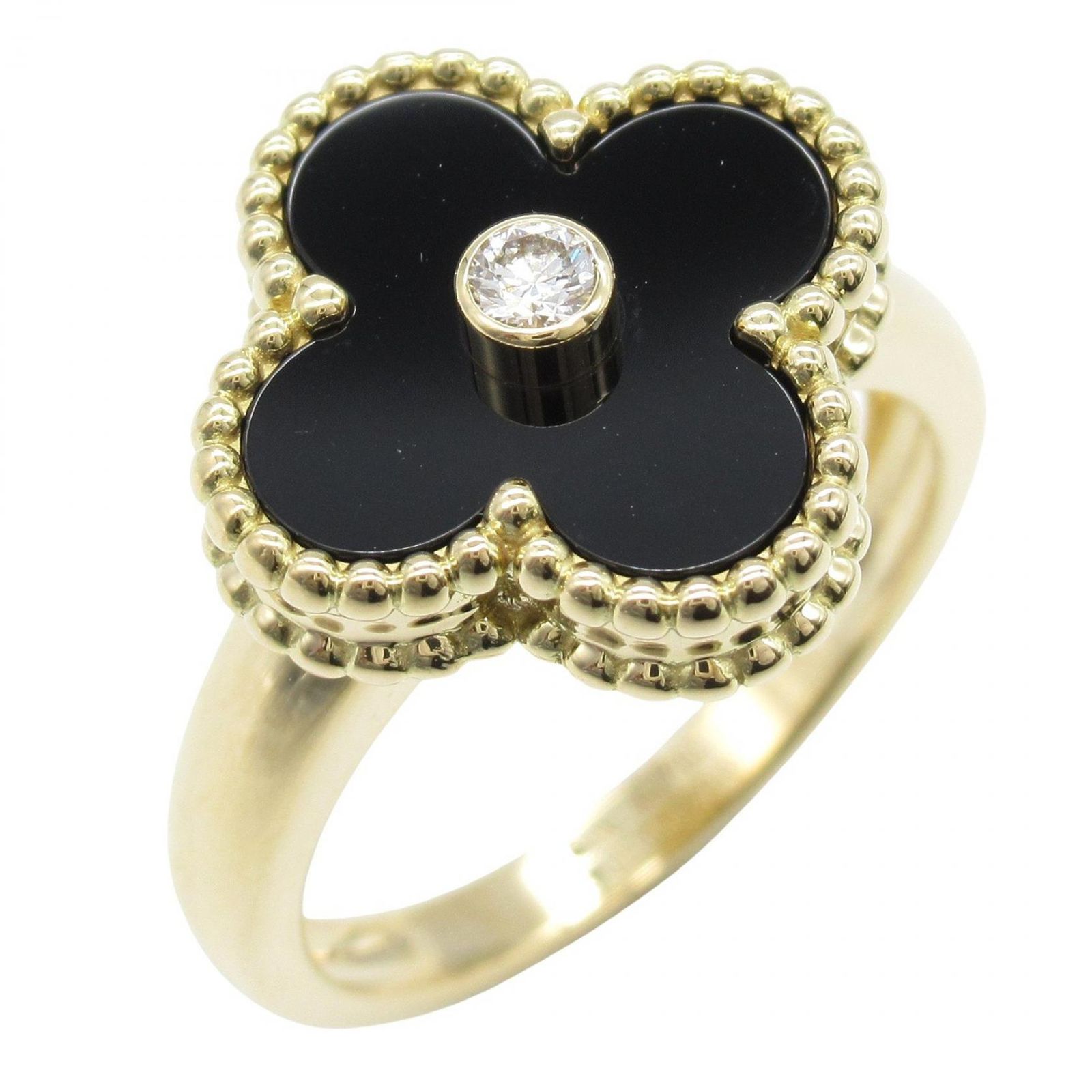 ヴァンクリーフ＆アーペル リング 指輪 ヴィンテージアルハンブラ オニキス 1 PD K 18 イエローゴールド ダイヤモンド