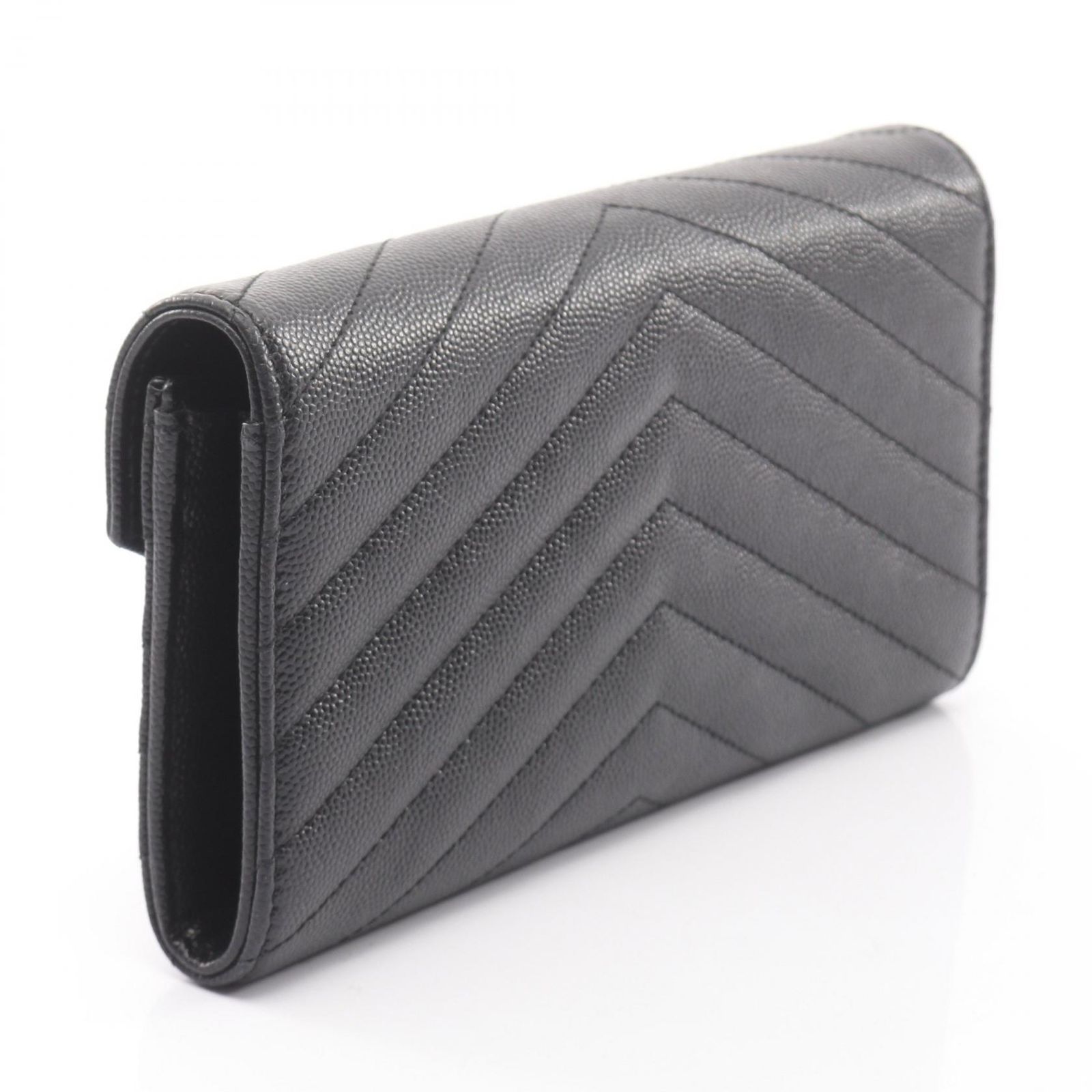 サンローランパリ SAINT LAURENT PARIS 二つ折り長財布 モノグラム ブラック レザー カサンドラ 長財布 レディース B