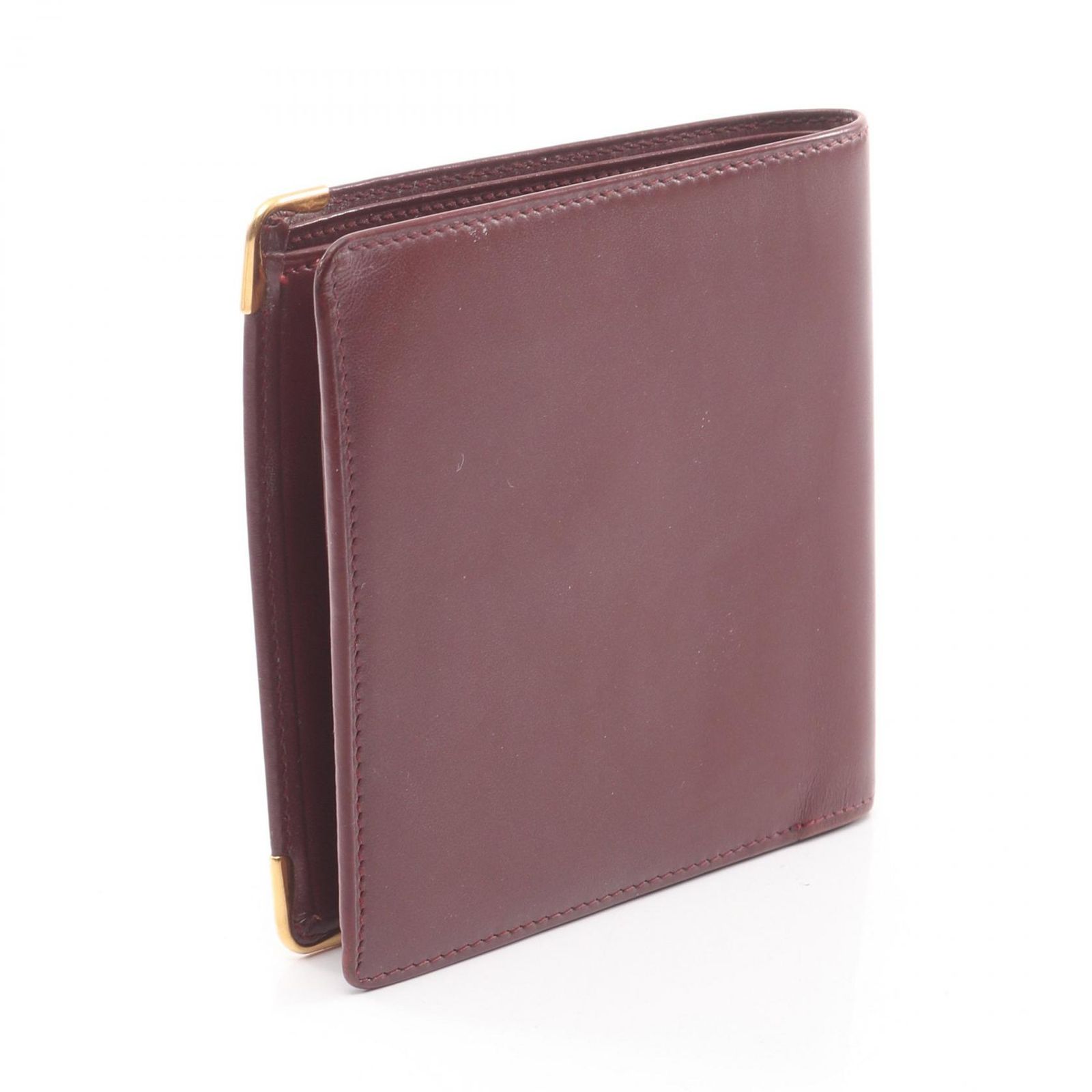 カルティエ CARTIER 二つ折り財布 マストライン ボルドー レザー 二つ折財布 ユニセックス B