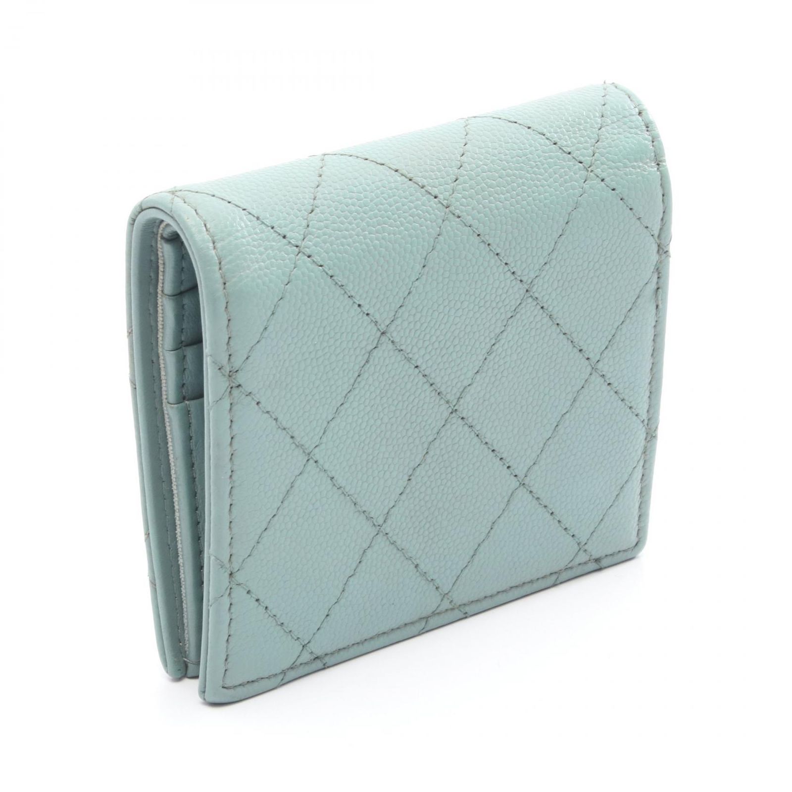 シャネル CHANEL 二つ折り財布 マトラッセ スモール フラップウォレット AP 2511 ブルーグレー レザー スモールフラップ ウォレット レディース B