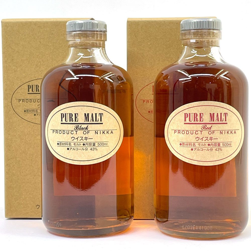 未開栓】2本セット NIKKA PURE MALT RED/BLACK ニッカ ピュアモルト