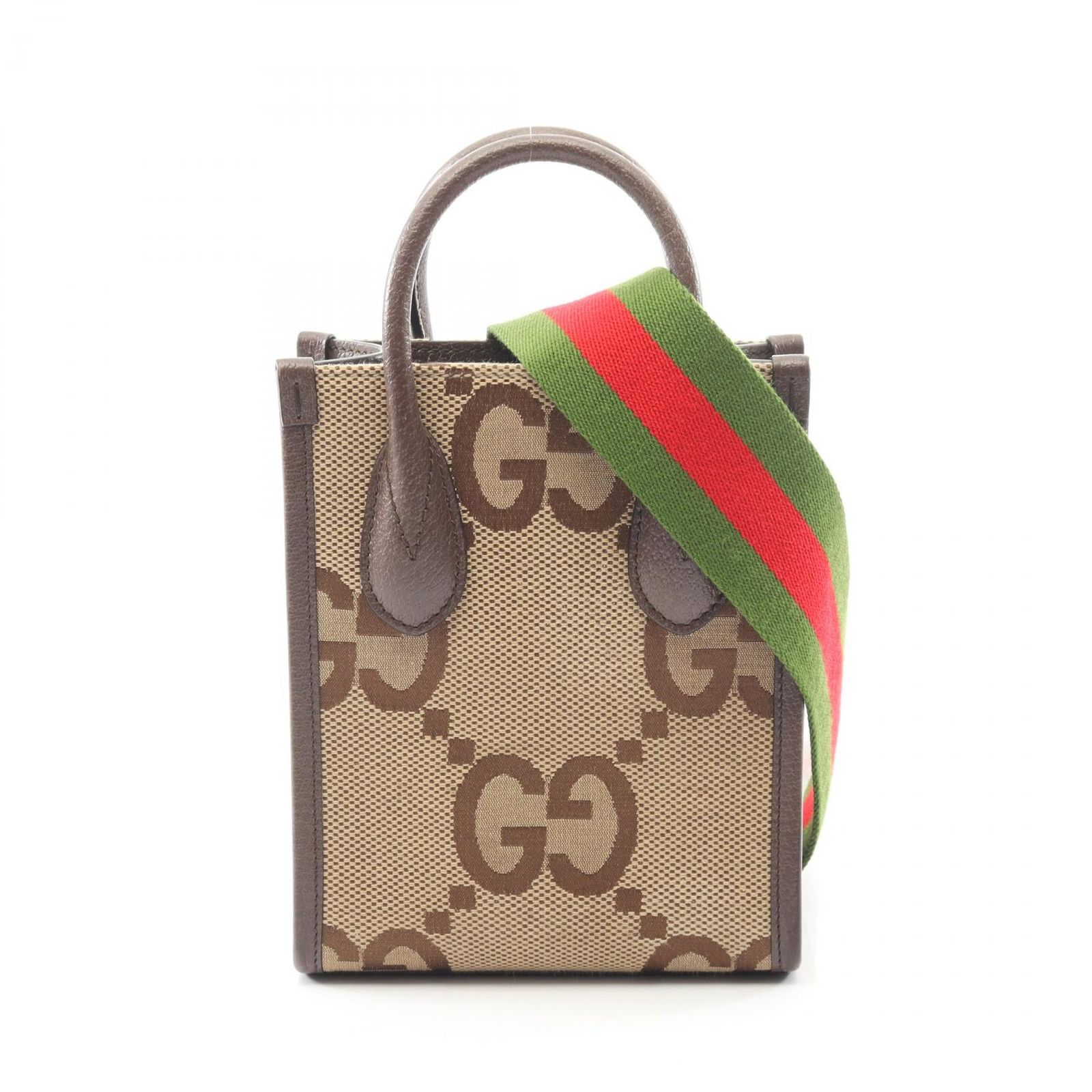 グッチ GUCCI トートバッグ ジャンボGG 699406 ブラウン|ダークブラウン キャンバス レザー ミニ2 wayトートバッグ レディース A
