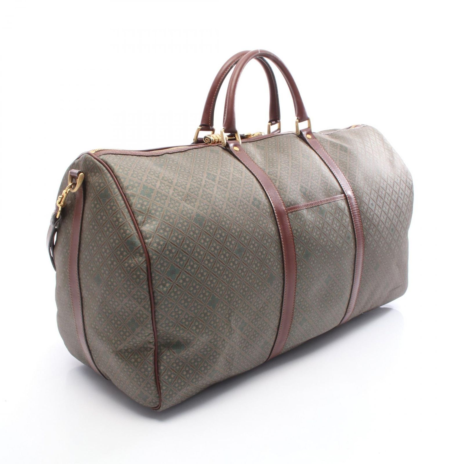 バレンシアガ ボストンバッグ ダークグリーン ロゴ刻印プレート