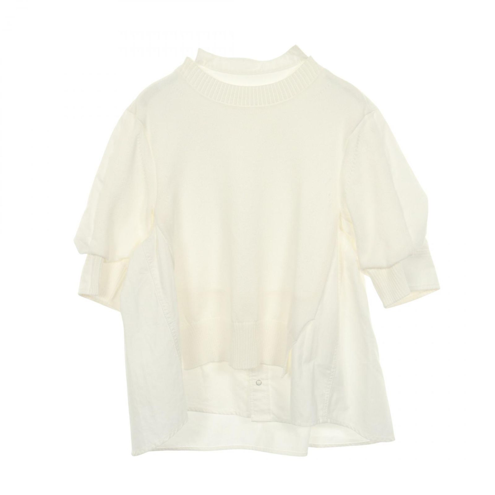 サカイ Sacai ブラウス ニット切替 シャツ コットン プルオーバー レディース B