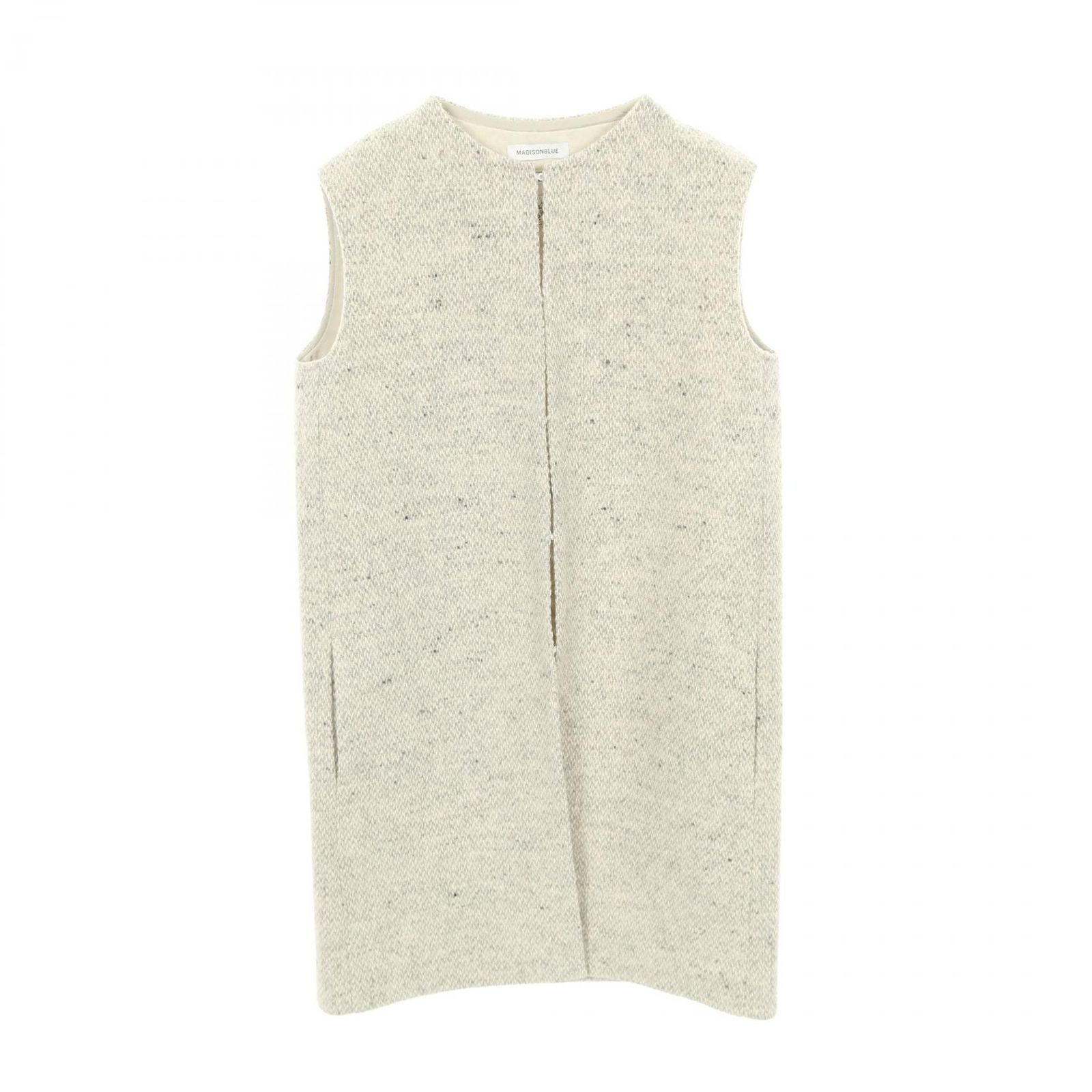 マディソンブルー MADISONBLUE ベスト ツイード ロングジレ アイボリー ウール レディース A