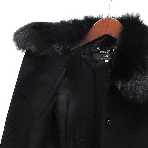 イネド INED アンゴラ ベルテッド ステンカラー ロング コート