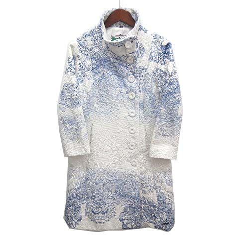 デシグアル Desigual 植物柄 ジャガード コート ABRIG DIANA ホワイト